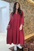 Made in Italy Donegal Cotton Jersey Smock Dress Burgundy